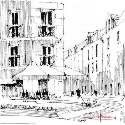 Painting Monochrome parisien by Bailly Kévin  | Painting Figurative Ink, Watercolor Architecture, Pop icons, Urban