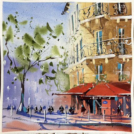 Painting Un été à Paris by Bailly Kévin  | Painting Figurative Ink, Watercolor Architecture, Urban