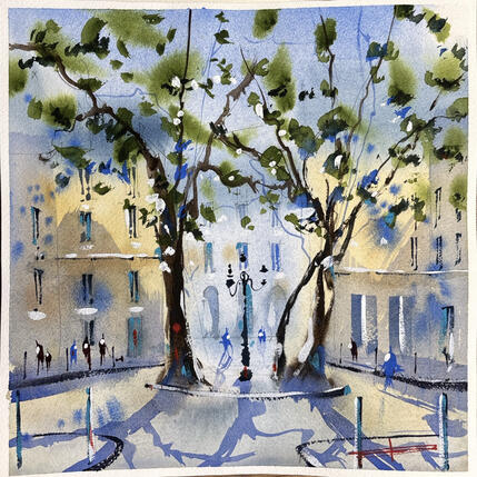 Painting Place Furstenberg by Bailly Kévin  | Painting Figurative Ink, Watercolor Architecture, Urban