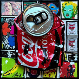 Peinture POP COKE par Costa Sophie | Tableau Pop-art Acrylique, Collage, Upcycling Icones Pop