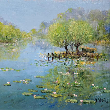 Painting Etang près d'Abbeville by Sannier Daniel | Painting Impressionism Oil Landscapes