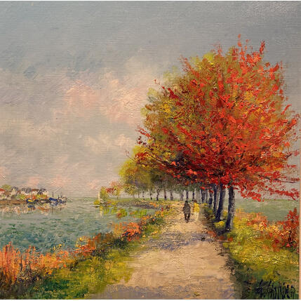Painting Chemin du Halage à St Valery by Sannier Daniel | Painting Impressionism Oil Landscapes