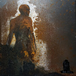 Peinture Comme une ombre par De Géa Olivier  | Tableau Figuratif Acrylique, Métal Nu