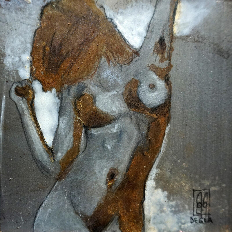 Painting Mon bien être by De Géa Olivier | Painting Figurative Nude Metal Acrylic
