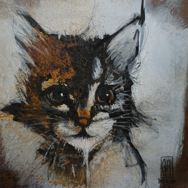 Painting Baby Scat by De Géa Olivier  | Painting Figurative Animals Metal Acrylic