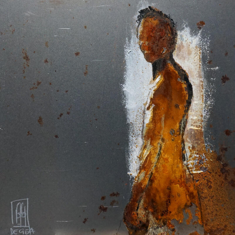 Painting Silhouette by De Géa Olivier | Painting Figurative Nude Metal Acrylic