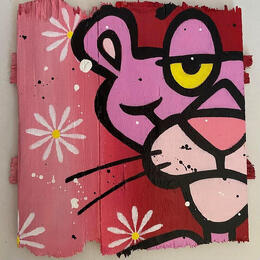 Painting F2 panthère rose by Marie G.  | Painting