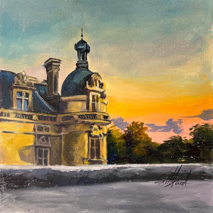 Peinture Coucher de soleil sur le Louvre par Piffard Cédric | Tableau