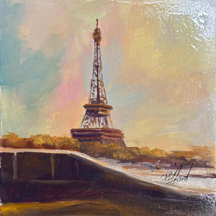 Painting La Tour au crépuscule by Piffard Cédric | Painting