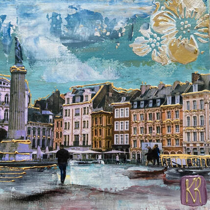 Painting Le promeneur by Romanelli Karine | Painting Figurative Acrylic, Gluing Life style, Urban