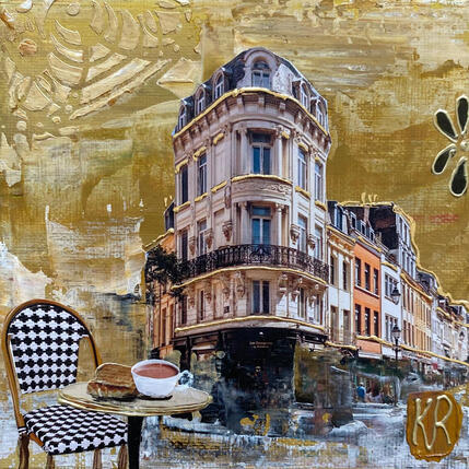 Painting Petit matin by Romanelli Karine | Painting Figurative Acrylic, Gluing Life style, Urban