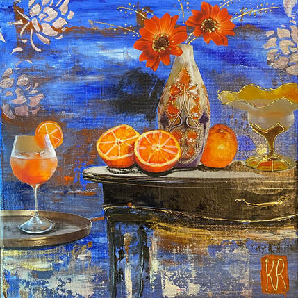 Painting Le pep’s est dans l’orange by Romanelli Karine | Painting Figurative Acrylic, Gluing Pop icons, Still-life