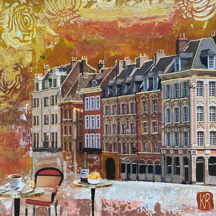 Painting Pause gourmande à Lille by Romanelli Karine | Painting Figurative Acrylic, Gluing Life style, Urban