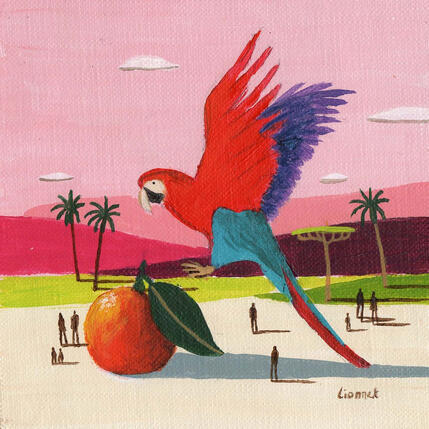 Painting Ara rouge by Lionnet Pascal | Painting Surrealism Acrylic Animals, Landscapes, Life style