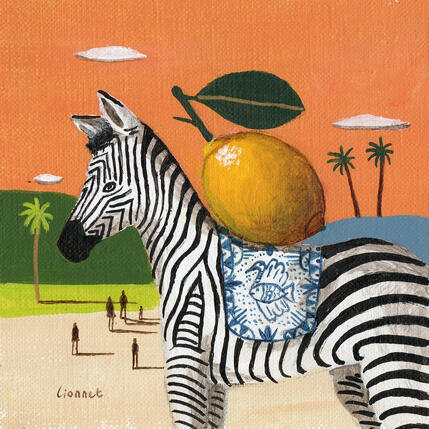 Painting Zèbre au citron by Lionnet Pascal | Painting Surrealism Acrylic Animals, Landscapes, Life style