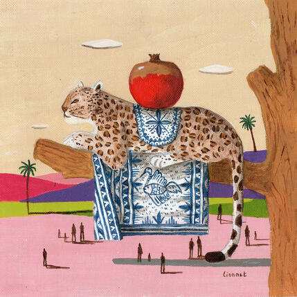 Painting Léopard à la grenade by Lionnet Pascal | Painting Surrealism Acrylic Animals, Landscapes, Pop icons, Portrait