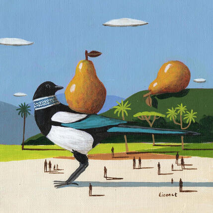 Painting Pie aux poires by Lionnet Pascal | Painting Surrealism Acrylic Animals, Landscapes, Life style, Pop icons