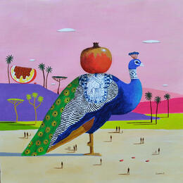 Painting Paon aux grenades by Lionnet Pascal | Painting