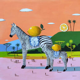 Painting Zèbres aux citrons by Lionnet Pascal | Painting