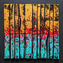 Peinture Bc16 impression or turquoise touche rouge  par Langeron Luc | Tableau