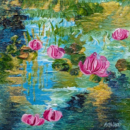Peinture Petites fleurs rouge orangées par Amblard Florence | Tableau