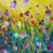 Painting Fleurs sur fond vert tendre by Amblard Florence | Painting Landscapes Nature Acrylic