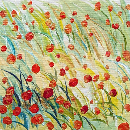 Painting Coquelicots dans les blés  by Amblard Florence | Painting