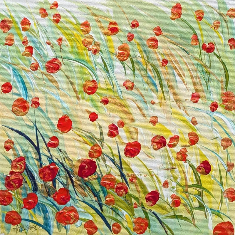 Gemälde Coquelicots dans les blés von Amblard Florence | Gemälde Landschaften Natur Acryl