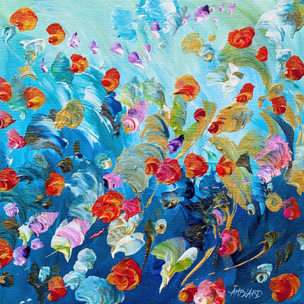 Painting Pétales dans le bleu  by Amblard Florence | Painting
