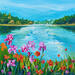 Gemälde Iris au bord de l'étang von Amblard Florence | Gemälde Landschaften Natur Acryl