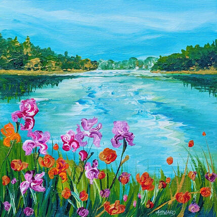 Painting Iris au bord de l'étang  by Amblard Florence | Painting