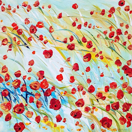 Painting Envolée de coquelicots  by Amblard Florence | Painting