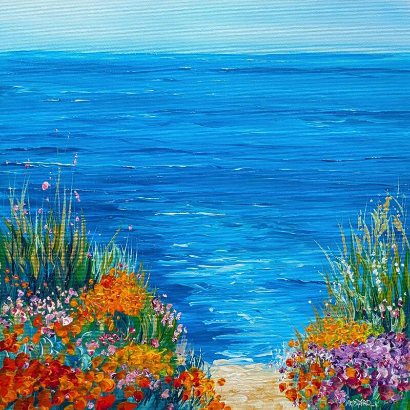 Gemälde Invitation à la baignade von Amblard Florence | Gemälde Landschaften Natur Acryl