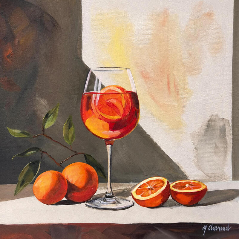 Painting APERITIF LIGHT by Clavaud Morgane | Painting Figurative Still-life Acrylic