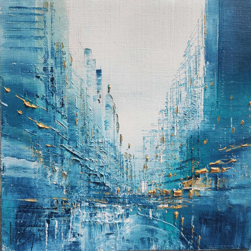Peinture L'or Bleu par Levesque Emmanuelle | Tableau Huile