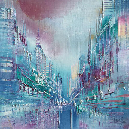 Peinture Canal bleu par Levesque Emmanuelle | Tableau Huile