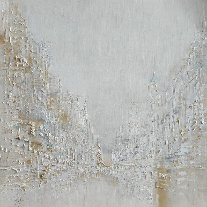 Peinture Reflet blanc par Levesque Emmanuelle | Tableau Huile