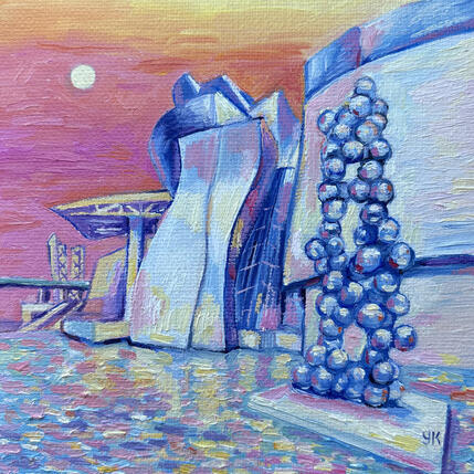 Painting Sous le ciel rose by Kochevykh Yulia | Painting Figurative Oil Architecture, Landscapes, Urban