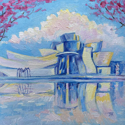Painting Reflets de Bilbao by Kochevykh Yulia | Painting Figurative Oil Architecture, Landscapes, Urban