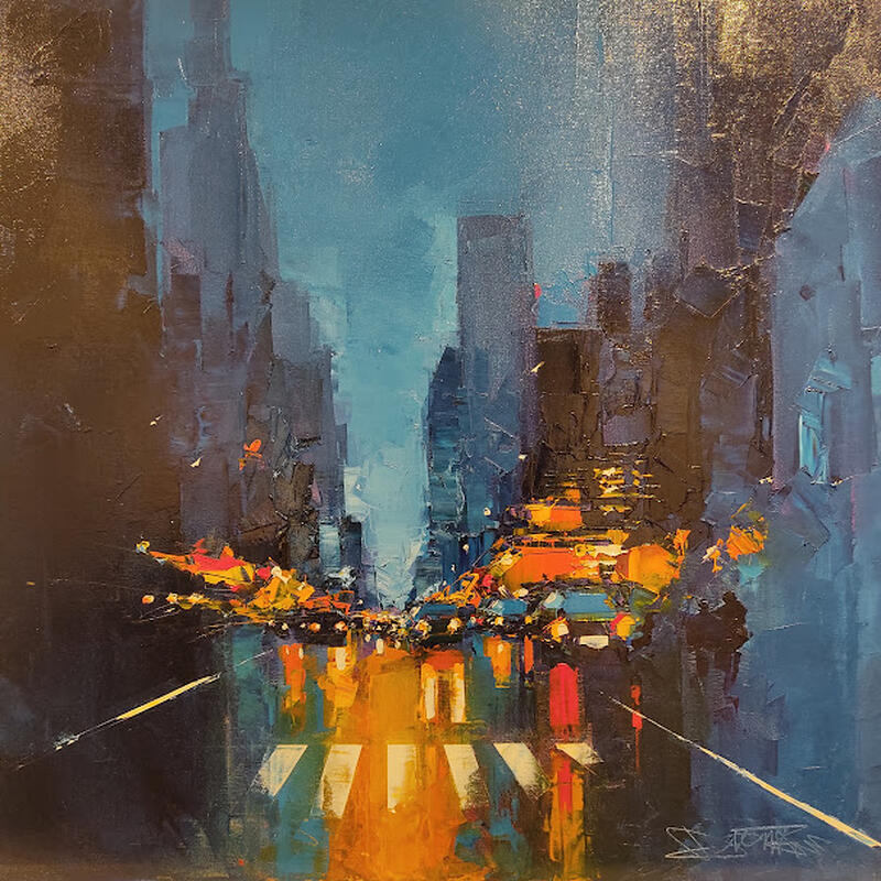 Painting NY by night by Castan Daniel | Painting Figurative Oil