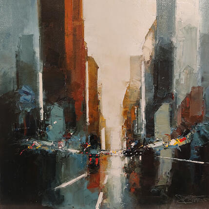 Painting Fog city by Castan Daniel | Painting Figurative Oil