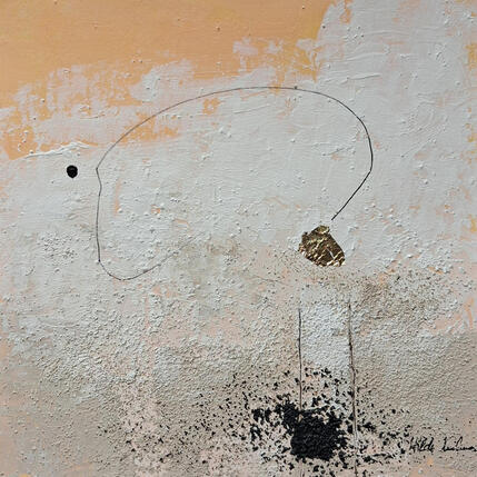 Painting abstrait yellow A 190 by Wilms Hilde | Painting Abstract Acrylic, Gold leaf