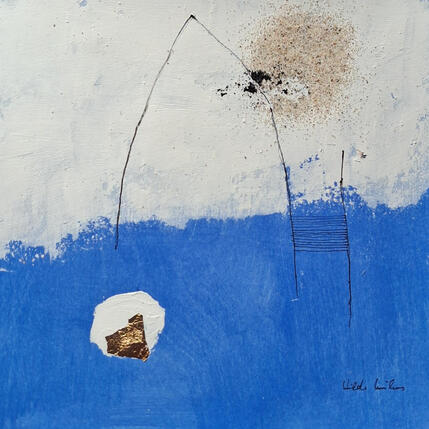 Painting abstrait blue A 191 by Wilms Hilde | Painting Abstract Acrylic, Gold leaf
