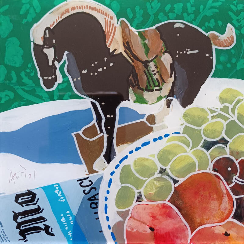 Painting Gengis appréciait le sucre des fêtes by Auriol Philippe | Painting Figurative Still-life Plexiglass Acrylic Posca