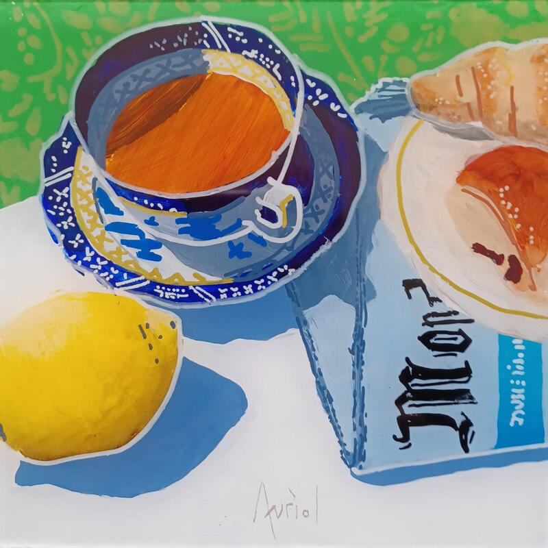Painting Hubert aimait se lever tôt by Auriol Philippe | Painting Figurative Still-life Plexiglass Acrylic Posca