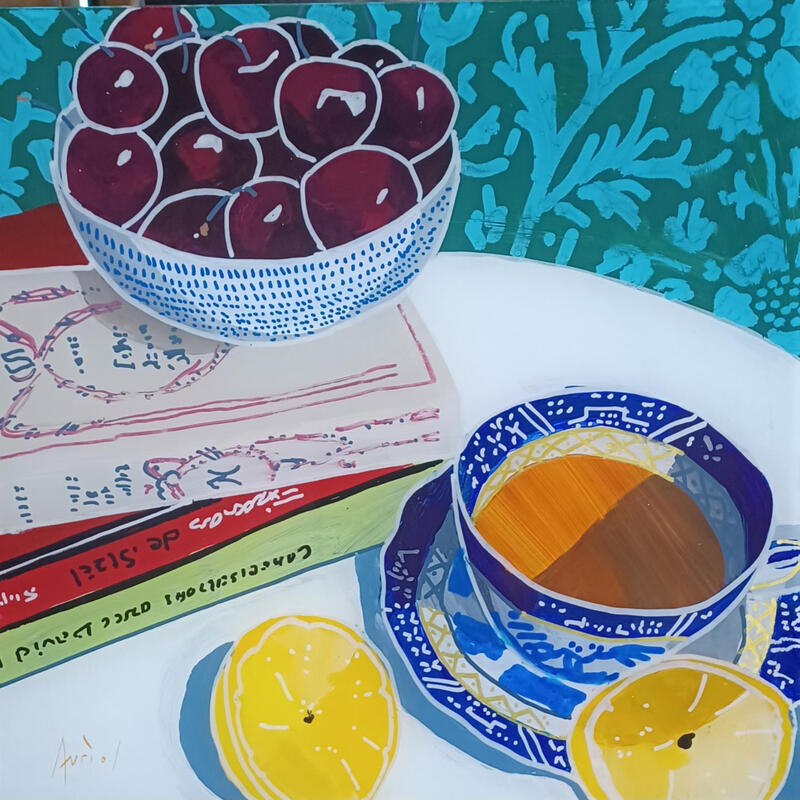 Painting Alphonse rêvait de soleil by Auriol Philippe | Painting Figurative Still-life Plexiglass Acrylic Posca