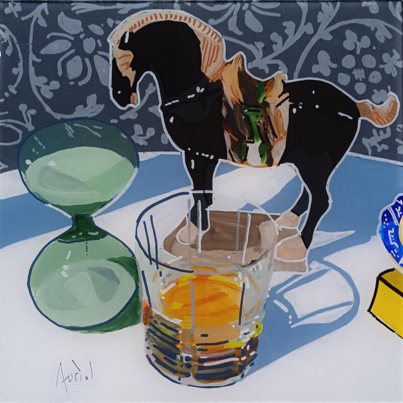 Painting Gengis prenait son temps by Auriol Philippe | Painting Figurative Still-life Plexiglass Acrylic Posca