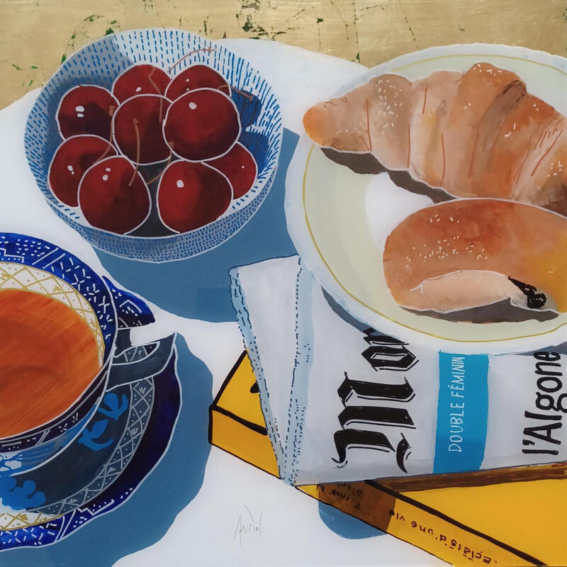 Painting Francis se laissa aller au sucré de l'été by Auriol Philippe | Painting Figurative Still-life Plexiglass Acrylic Posca