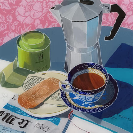 Painting Le thé infusait doucement avec les nouvelles by Auriol Philippe | Painting