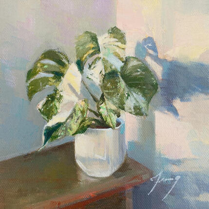 Painting Monstera variegata by Jung François | Painting